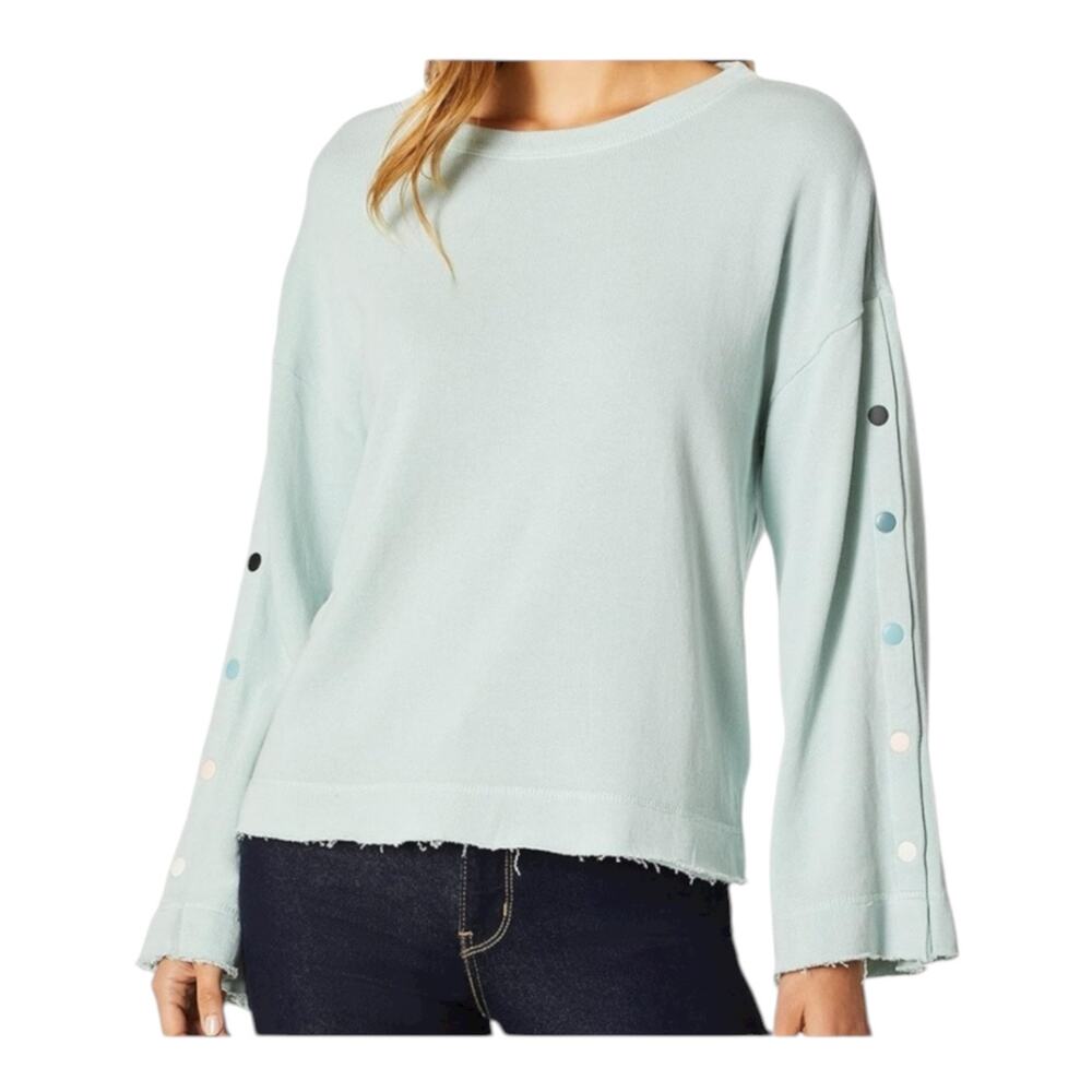 Splendid Oversized Seafoam Green Sweatshirt French Terry Snap Bell Sleeve - XS